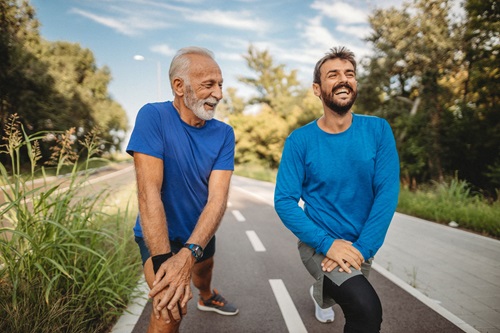 Two men exercising